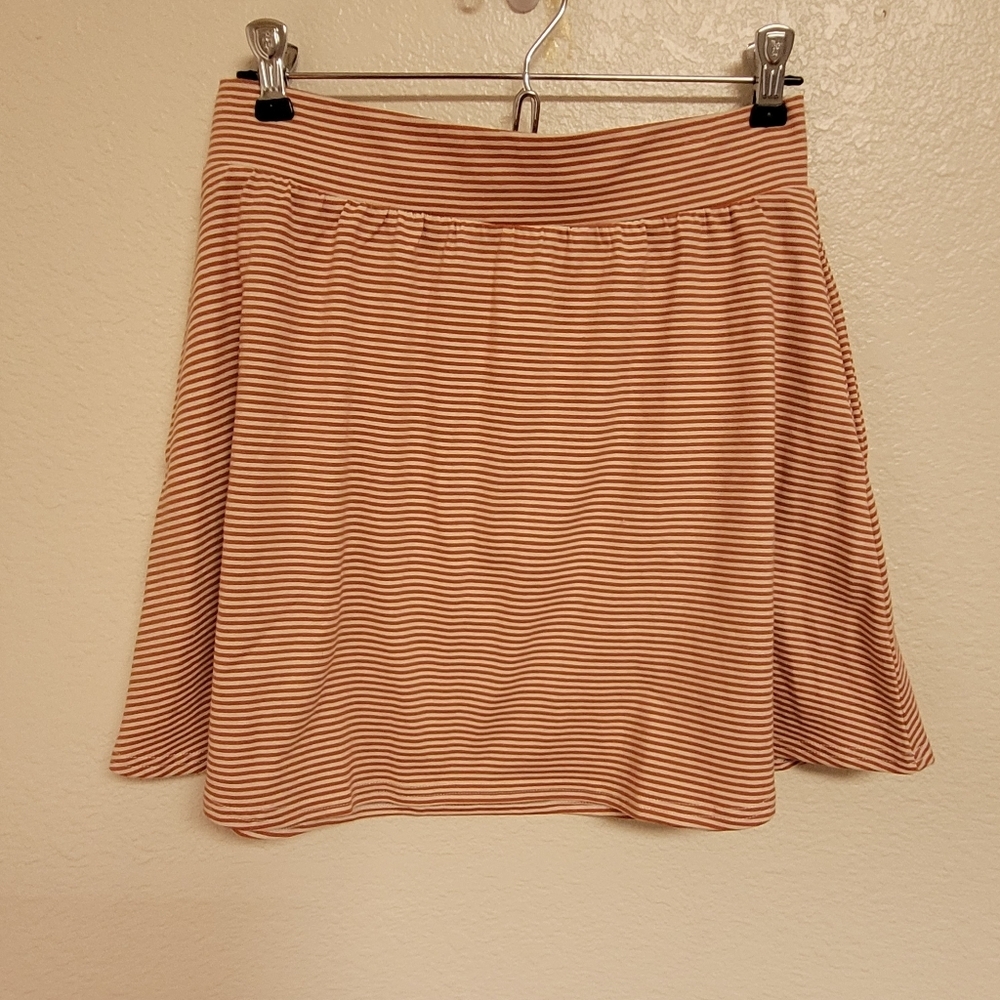 Pact Burnt Orange Striped Mini Skirt